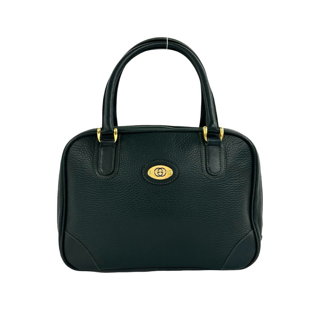 GUCCI Vintage GG Logo Leather Handbag Mini Boston Bag (Green) - 83-10